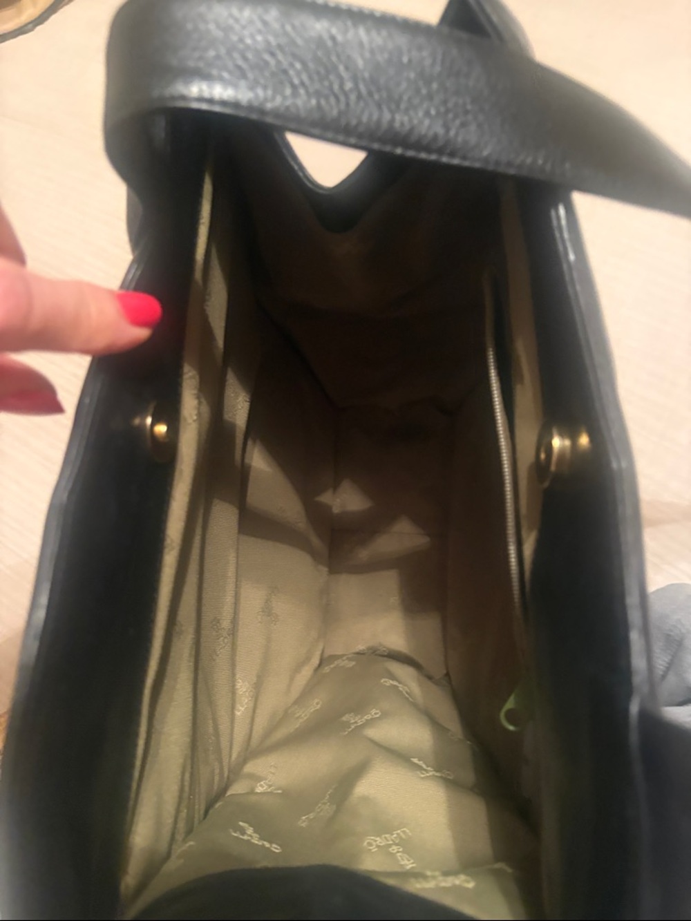 LLADRO Luxury Classic Black Leather Shoulder Bag - Picture 5 of 5